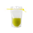 300ml Front Clear Stand Up Resealable Zipper Pouches Plastic Stand Up Pouch With Ziplock Straw